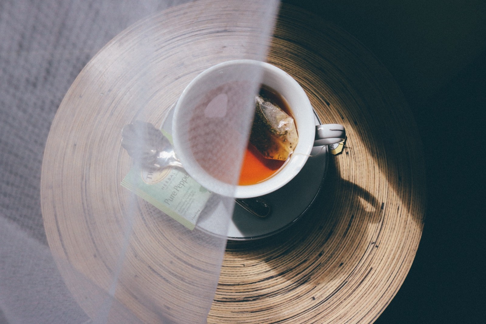 Bird's eye view of a tea cup